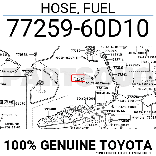 7725960D10 Genuine Toyota Max 87% OFF 77259-60D10 FUEL Chicago Mall HOSE