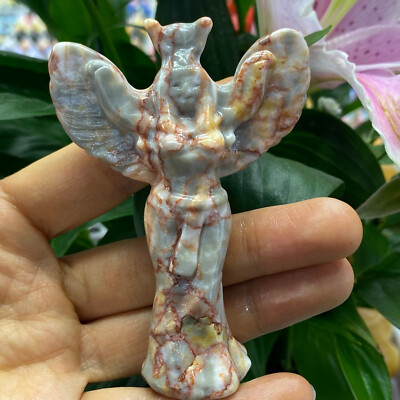 3''+Natural webstone Quartz angel hand carved skull crystal reiki healing 1PC