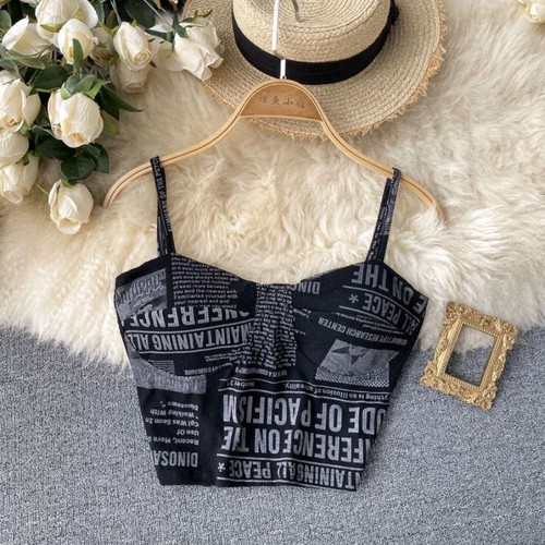 Ice Ribbon Camisole with Chest Pad Short Wrap Chest New Sleeveless Tops Summer - Picture 7 of 9