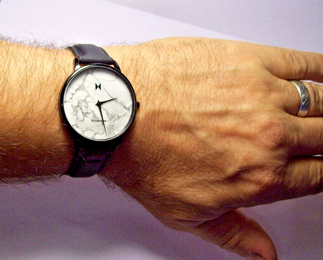 MVMT Boulevard LaBrea Marble 38mm Watch Black Leather 3ATM  display picture 3