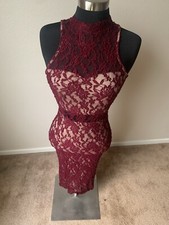 Love Fire Red Sleeveless Dress Tank Fit Lace Dress Sz.Small