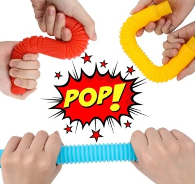 4pcs Pop Tubes Kids DIY Telescopic Tubes Fidget Toy Stress Relief Toys, Children