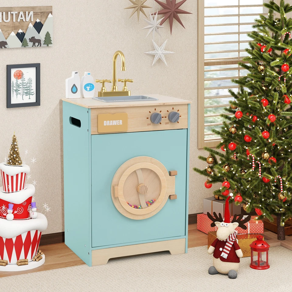 Wooden Kids Washer Playset Toy Washing Machine with Hand Sanitizer - Image 4 of 4