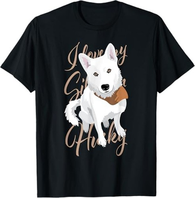 #ad I love my Siberian Husky white snow dog with brown eyes T Shirt $19.99