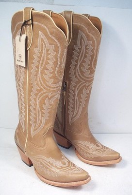 ARIAT WOMEN'S 7 B TAN LEATHER TALL CASANOVA WESTERN BOOTS SNIP TOE