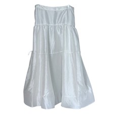 Free People Emory Drop-Waist Midi Skirt Women's Medium White Nylon Tiered NEW