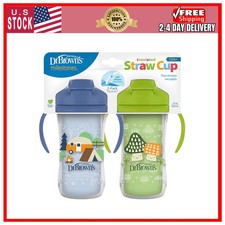 Dr. Brown's Milestones Insulated Straw Sippy Cup with Handles 2 Pack 10oz Blu...
