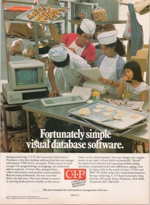 Concentric Data Systems C·I·P Visual Database Software Print Ad 1984