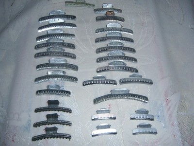 Lot Of 25 Vintage Aluminum Metal Hair Wave Clips Tip Top - Goody - Solo USA