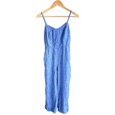 Old Navy Blue Chambray Linen-Blend Romper  S Coastal Grannycore Cottagecore
