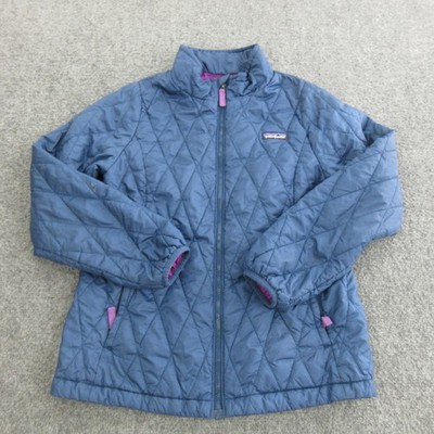 Patagonia Jacket Kids Large 12 Blue Quilted Full Zip Insulated STY68006FA18