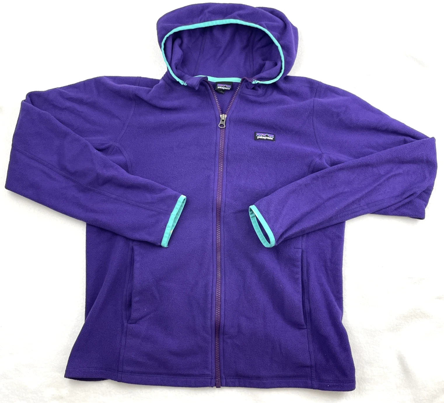 Patagonia Purple Fleece Jacket Kids Youth XXL 16-18 Hooded Full Zip Outdoor