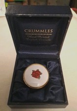 Crummles  Pill/Trinket box  Hand Painted Enamel Relaxed Red floral rose Design .
