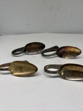 Lot 4 Antique YOUTH Silver Plate Baby Infant Bent Curved Handle Spoon Pusher