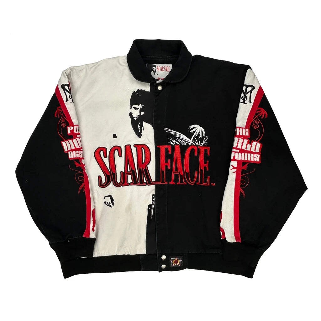 Scarface Jh Designs Graphic Bomber Jacket - 2XL Black & White Cotton