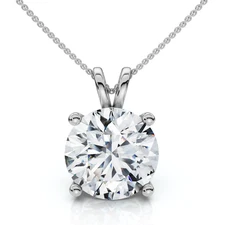 1Ct Solitaire Diamond Pendant 14k Gold Lab Grown 18" Necklace