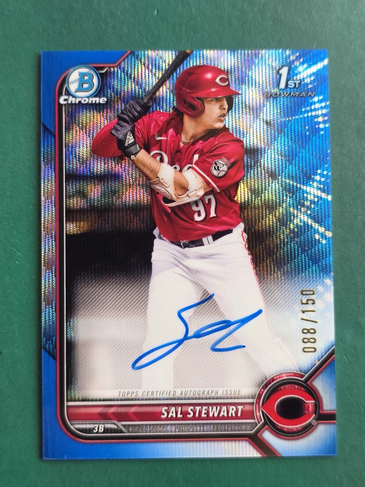 2022 Bowman Draft - Chrome Draft Pick Autographs Sal Stewart #CDA-SS Blue...