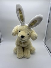 FAO Schwarz Stuffed Animal Plush 16" Yellow Puppy Dog Easter Bunny Ears Headband