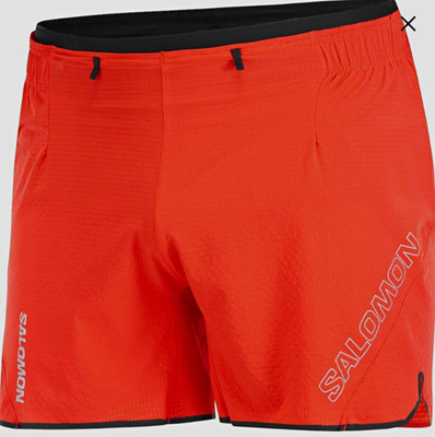 Salomon Sense Aero 5'' Damen Laufshorts mit Innenhose Ripstop Orange Größe L Neu 