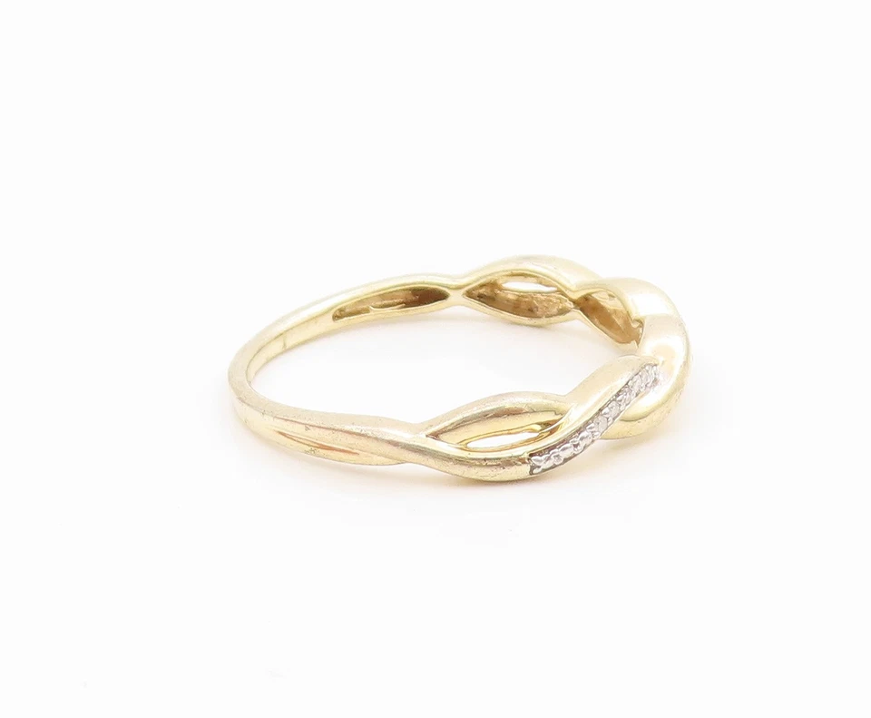 Anillo de plata de ley 925 vintage enchapado en oro banda de diamantes reales talla 10 RG34479 Foto 4 de 4