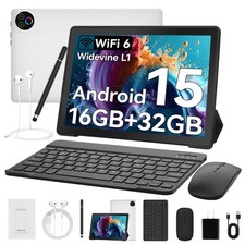 Android 15 10inch Tablet Set,5-Core 16GB RAM 32GB ROM ,5000mAh, White