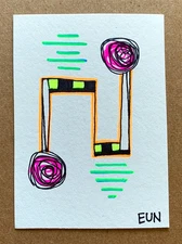 ACEO Original Artwork by EUN - Abstract Contemporary Art, Signed, Collectible