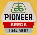Vintage Original Hexagon Pioneer Seeds Dealer Metal Tin Sign Salesman NOS