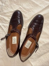 Vintage 90 s Dark Brown Leather Mary Jane Tstrap Shoes Size 8M 9 Co