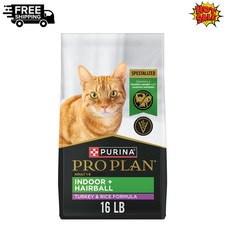 Purina Pro Plan Indoor Cat Food 16lb Turkey Rice Hairball Control