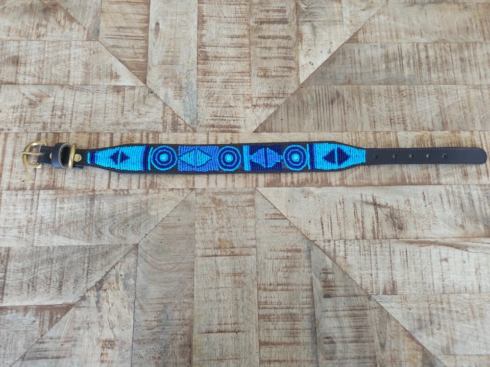 Handmade African Beaded Leather Dog Collar | Maasai Pet Collar | Unique Pet Gift - Image 4 of 4