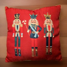 Holiday Traditions Merry Nutcrackers Welted Decorative Pillow 18" x 18"
