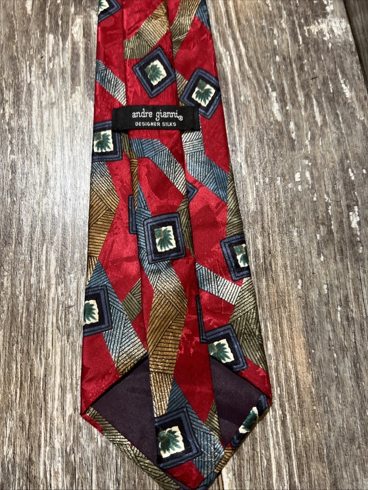 Corbata para hombre Andre Gianni Designer Silks abstracta 100 % seda EE. UU. multicolor usada en excelente estado Foto 3 de 4