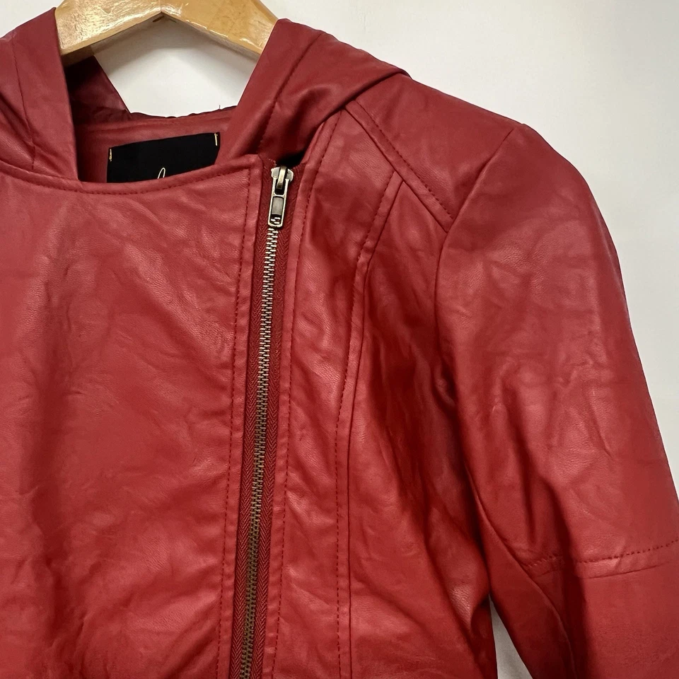 Chaqueta de cuero vegana Jack talla pequeña roja Moto - Foto 2 de 4