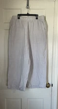 Cynthia Rowley Linen Pants Womens Size XL Beige Wide Leg Pull On Resort wear Tan