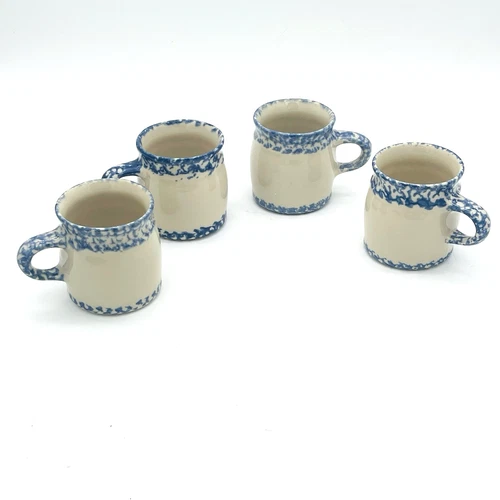 The Workshop Gerald Henn Pottery Roseville Ohio Ceramic Blue Spongeware Cup Mug
