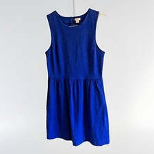 J Crew Women's M Blue Sleeveless A-Line Cocktail Dress with Pockets Classic
