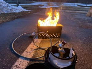 Portable Black Steel Propane Fire Pit Rectangle Outdoor with Hose 