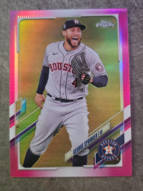 George Springer 2021 Topps Chrome 53 Pink Refractor #/399 Houston Astros