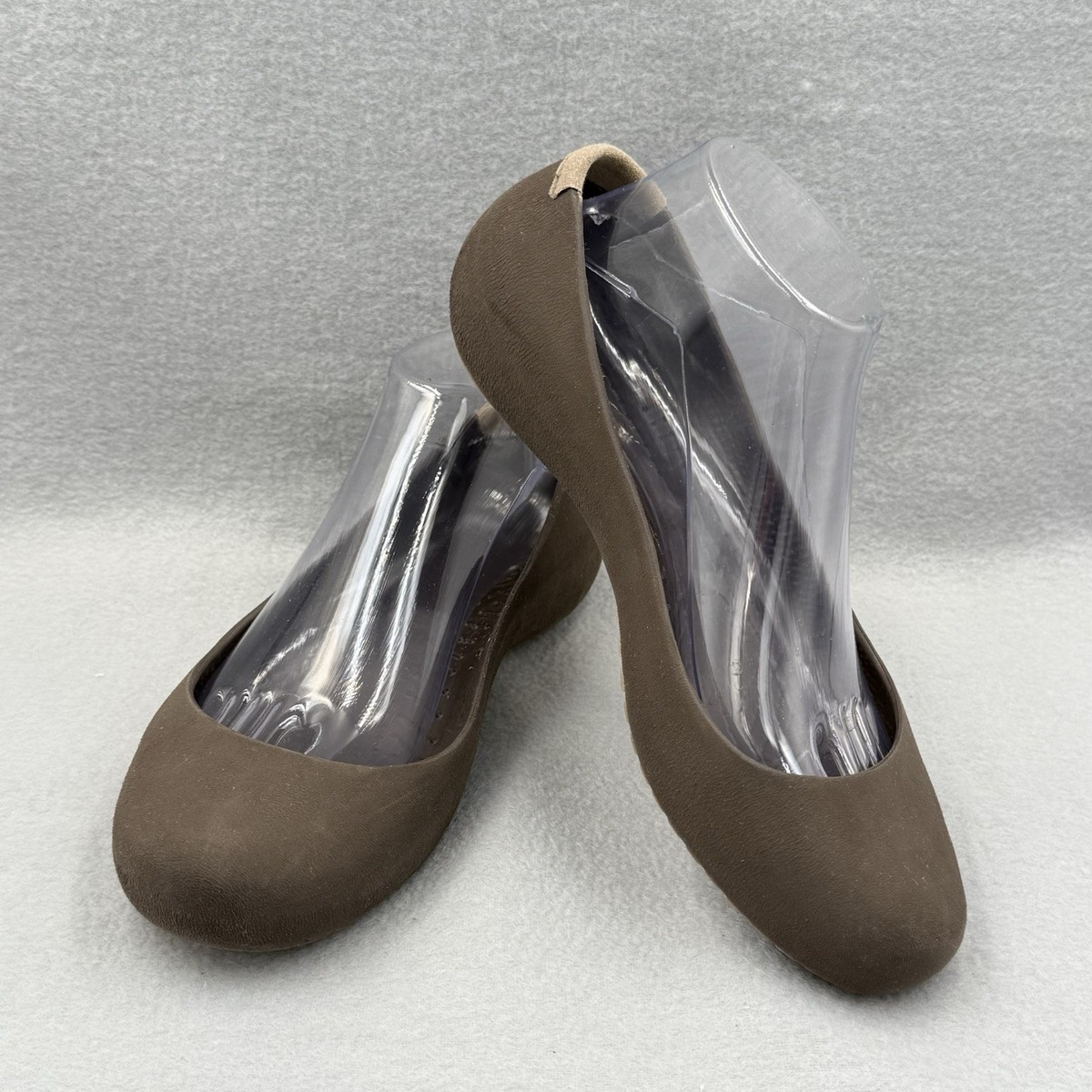 Crocs Womens Marine Faux Suede Ballet Flats Sz Brown Rubber Boho