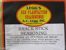 Snack Stick Seasoning AC Legg Old Plantation TWO BAGS for 50 lbs Wild Game Meat