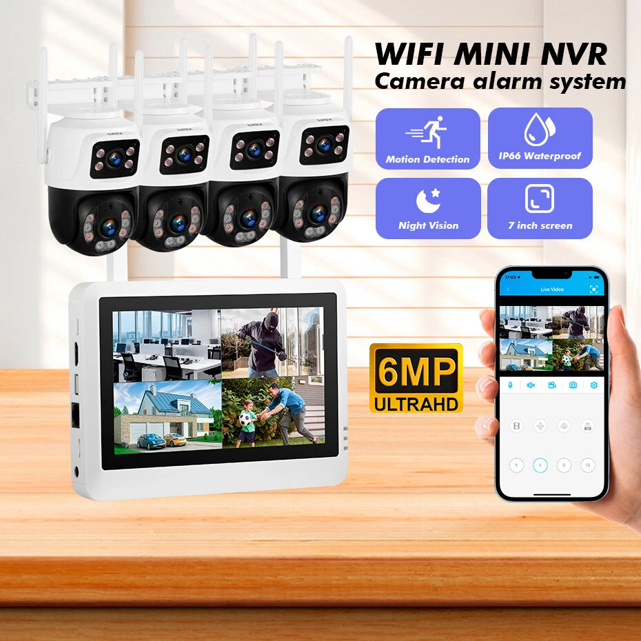 KERUI6MP WIFI 8CH NVR LCD Screen Wireless Security Camera System Surveillance - Image 3 of 4