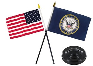 Navy Emblem w/ USA America American Flag 4"x6" Desk Set Table Stick Black Base Navy Emblem w/ USA America American Flag 4"x6" Desk Set Table Stick Black Base