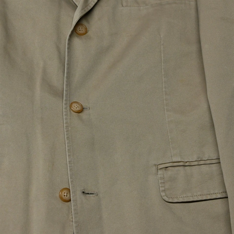 Lands' End Grande 42 44 Caqui Algodón Sarga Hombres Blazer Traje Chaqueta Abrigo Deportivo Foto 3 de 4