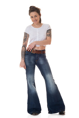 Comycom Womens Jeans Flare Pants STAR BURN
