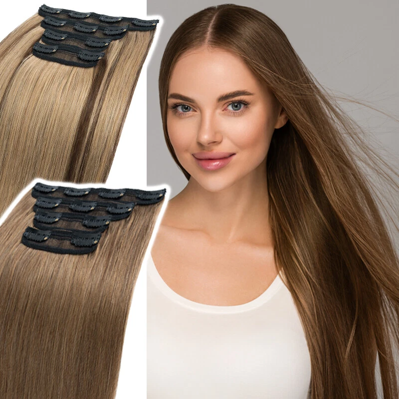 Double drawn clip in human hair extensions cheap