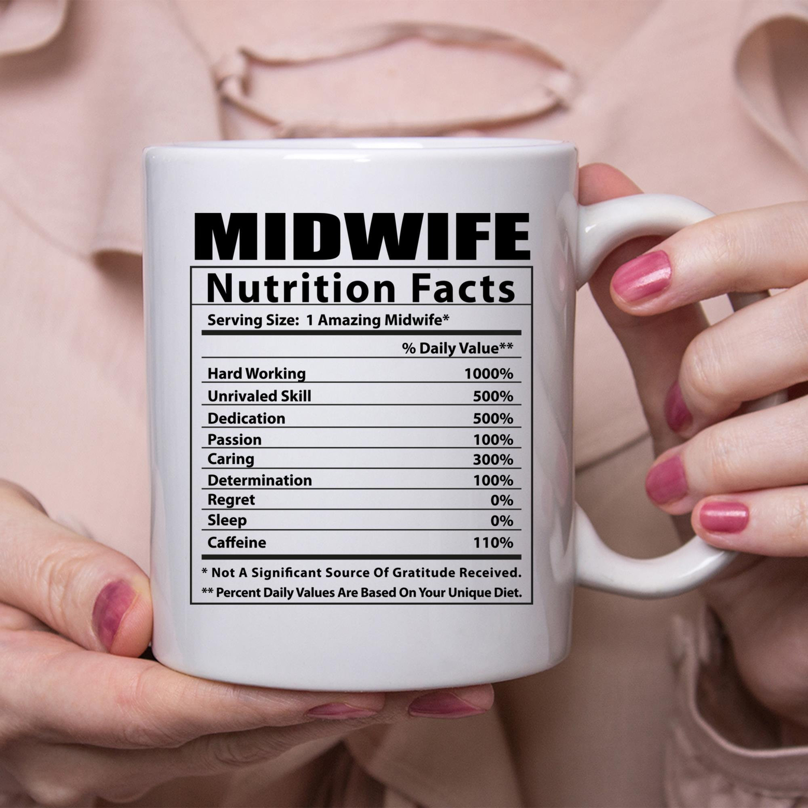 Hilarious Midwife Nutrition Facts White Coffee Mug – Humorous Gift for Nurses & Doctors  
