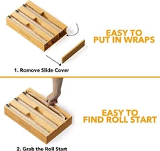 SpaceAid WrapNeat 3 in 1 Wrap Organizer with Cutter and Labels Plastic Wrap A...