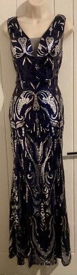 Wunderschönes Neu Pailletten Abendkleid Gr. 14 Hochzeit Party Cocktails Anlass