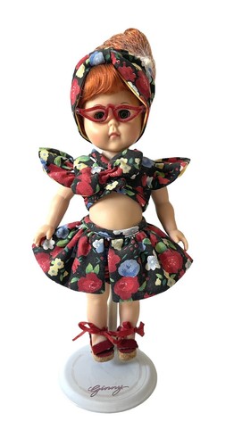 VOGUE GINNY Strung Floral Summer Dress Red Glasses Shoes Red Hair 8” Doll 1988