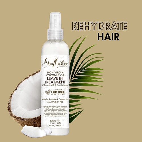 Coconut Oil Leave In Conditioner 8 Fl Oz Pack of 2 Antifreeze Detangler Spray - Picture 5 of 9